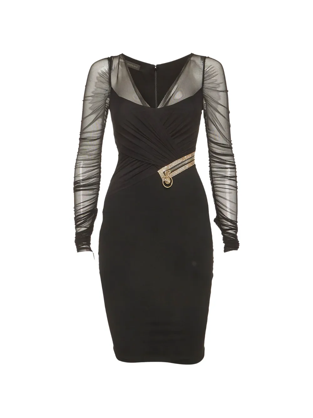 Versace Pre-Owned draped tulle midi dress - Nero