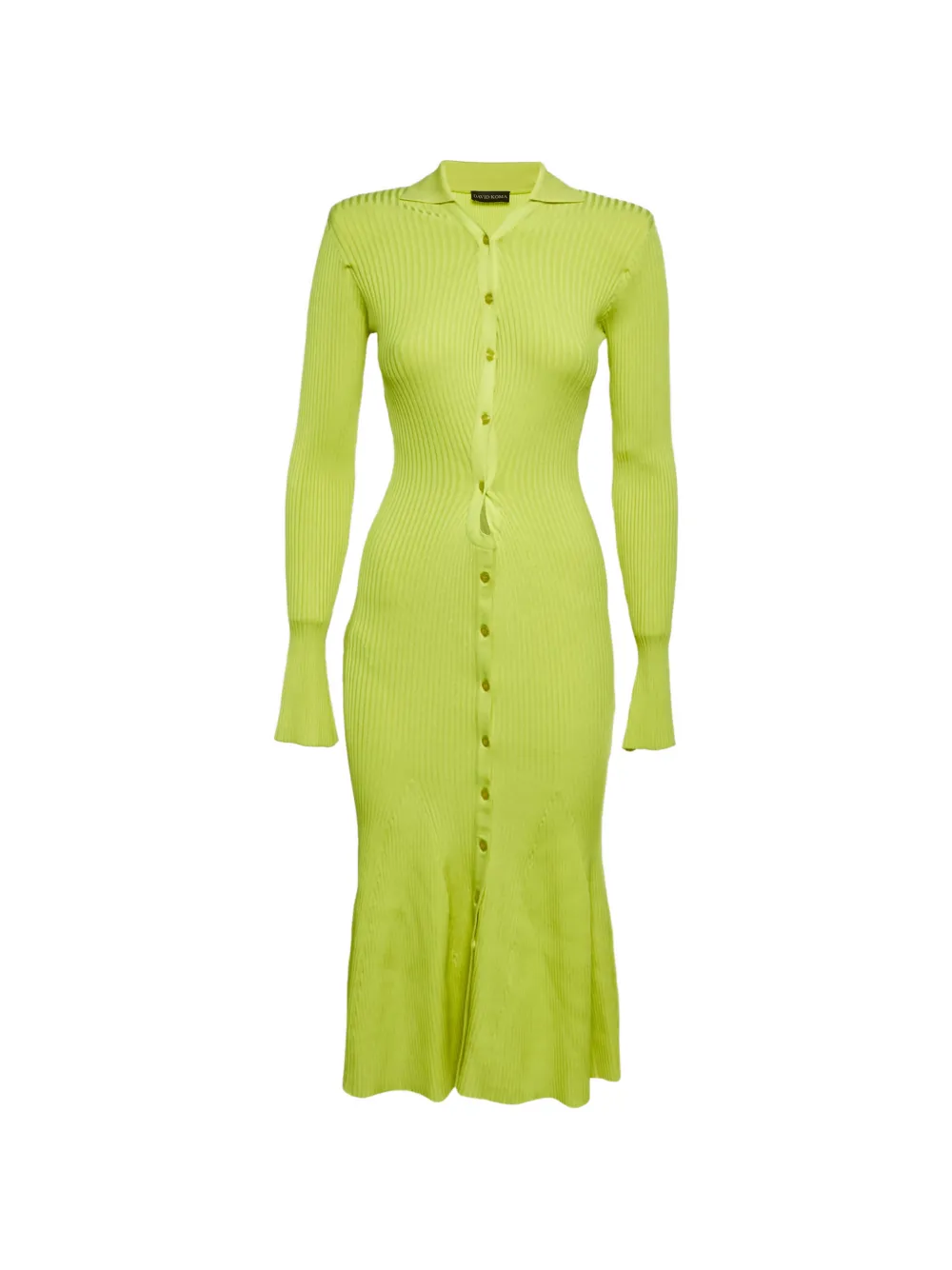 David Koma rib-knit cut-out midi dress - Verde