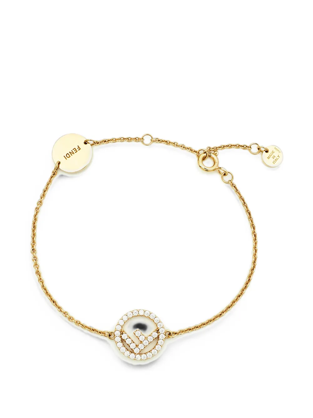 Pre-owned Fendi F Is  Crystal Bracelet In Gold