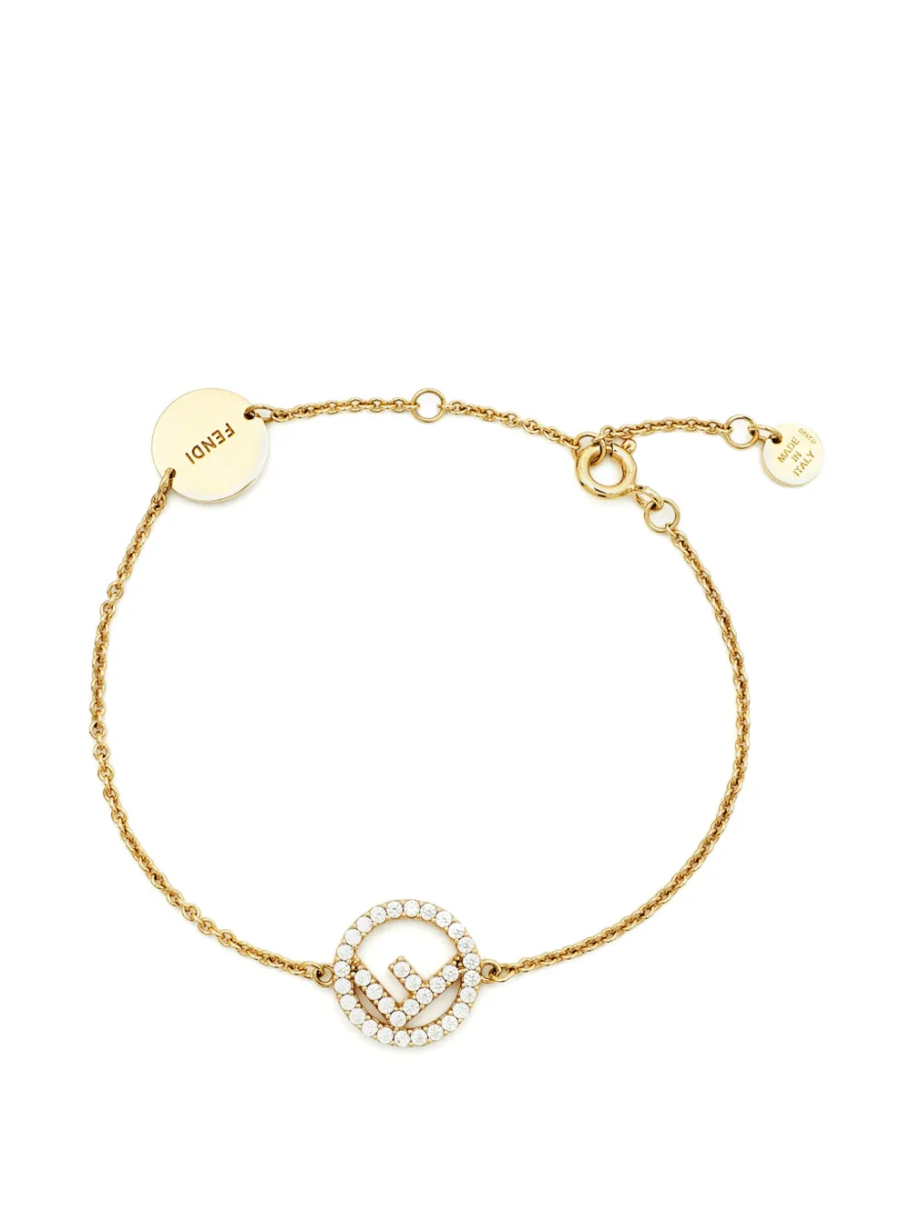 Fendi Pre-Owned Bracciale F is Fendi con cristalli - Oro