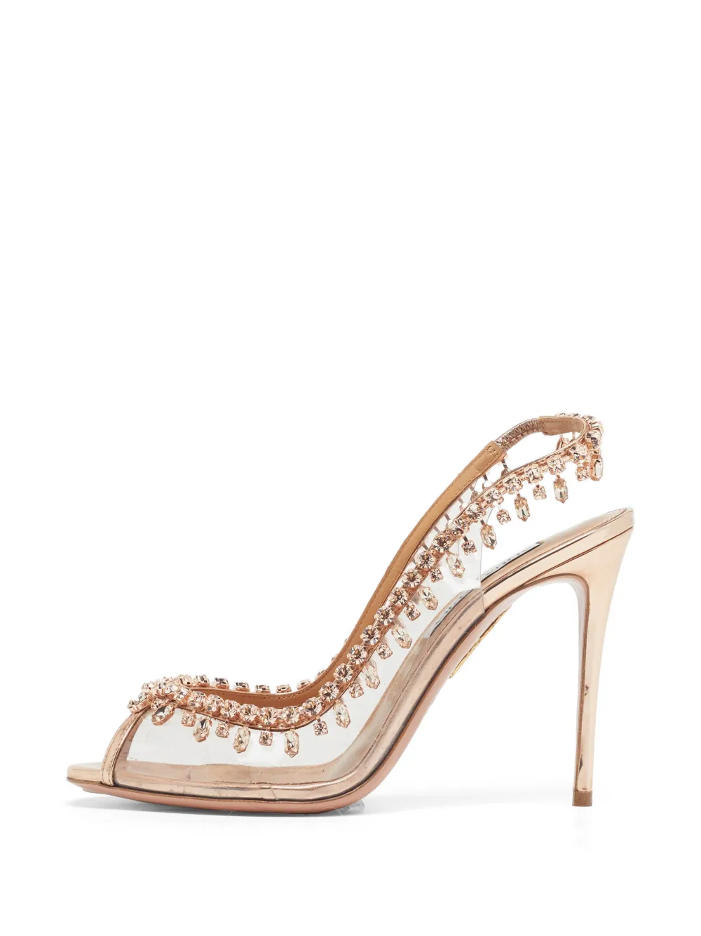 Aquazzura Temptation crystal-embellished slingback sandals - Gold
