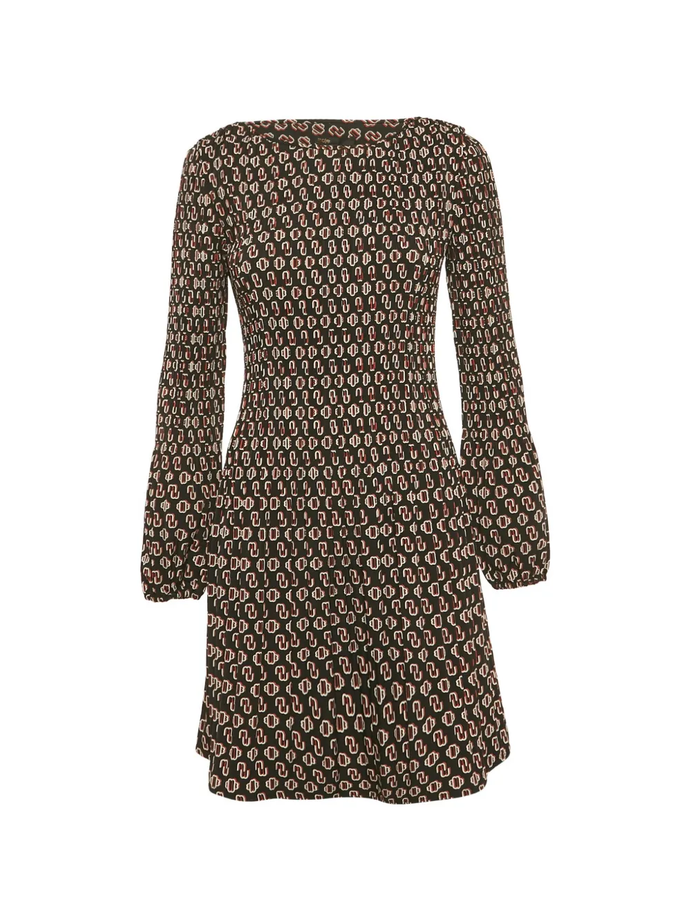 Maje logo-detail pattern midi dress - Nero