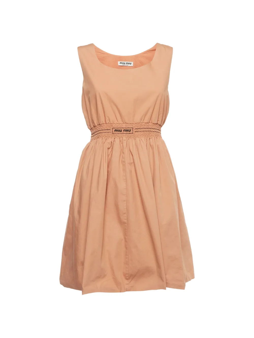 Pre-owned Miu Miu Logo-embroidered Mini Dress In Neutral