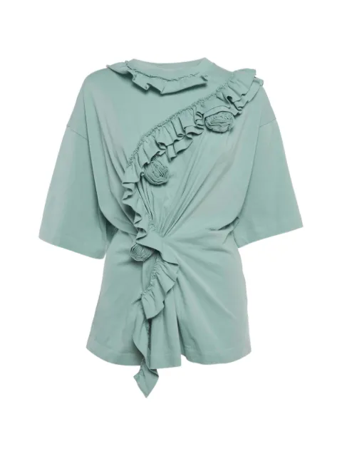 Dries Van Noten Pre-Owned ruffled floral-applique T-shirt