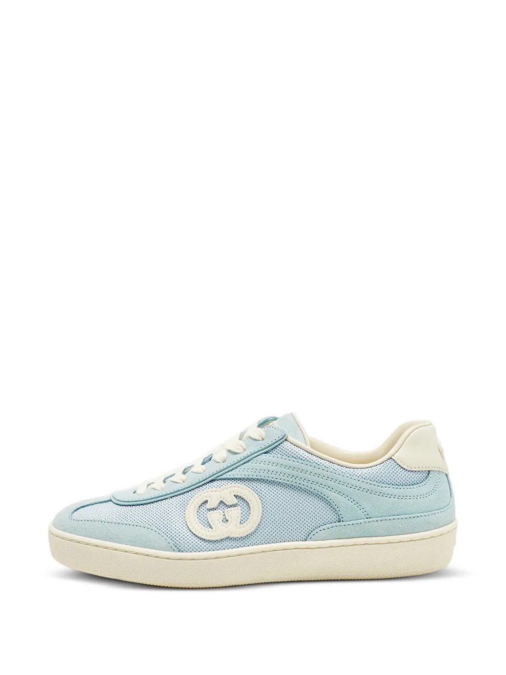 Gucci Pre-Owned G75 lace-up suede-trim sneakers - Blau