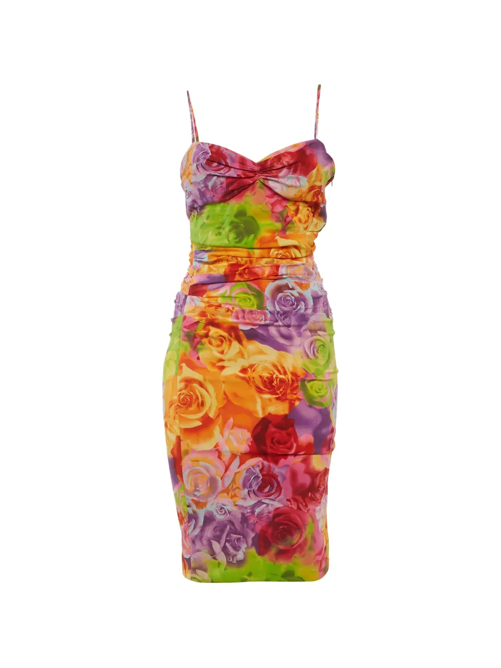 Versace Pre-Owned Abito arricciato a fiori - Arancione