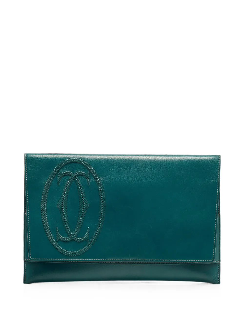 Pre-owned Cartier Logo Flap Clutch Bag In Blue