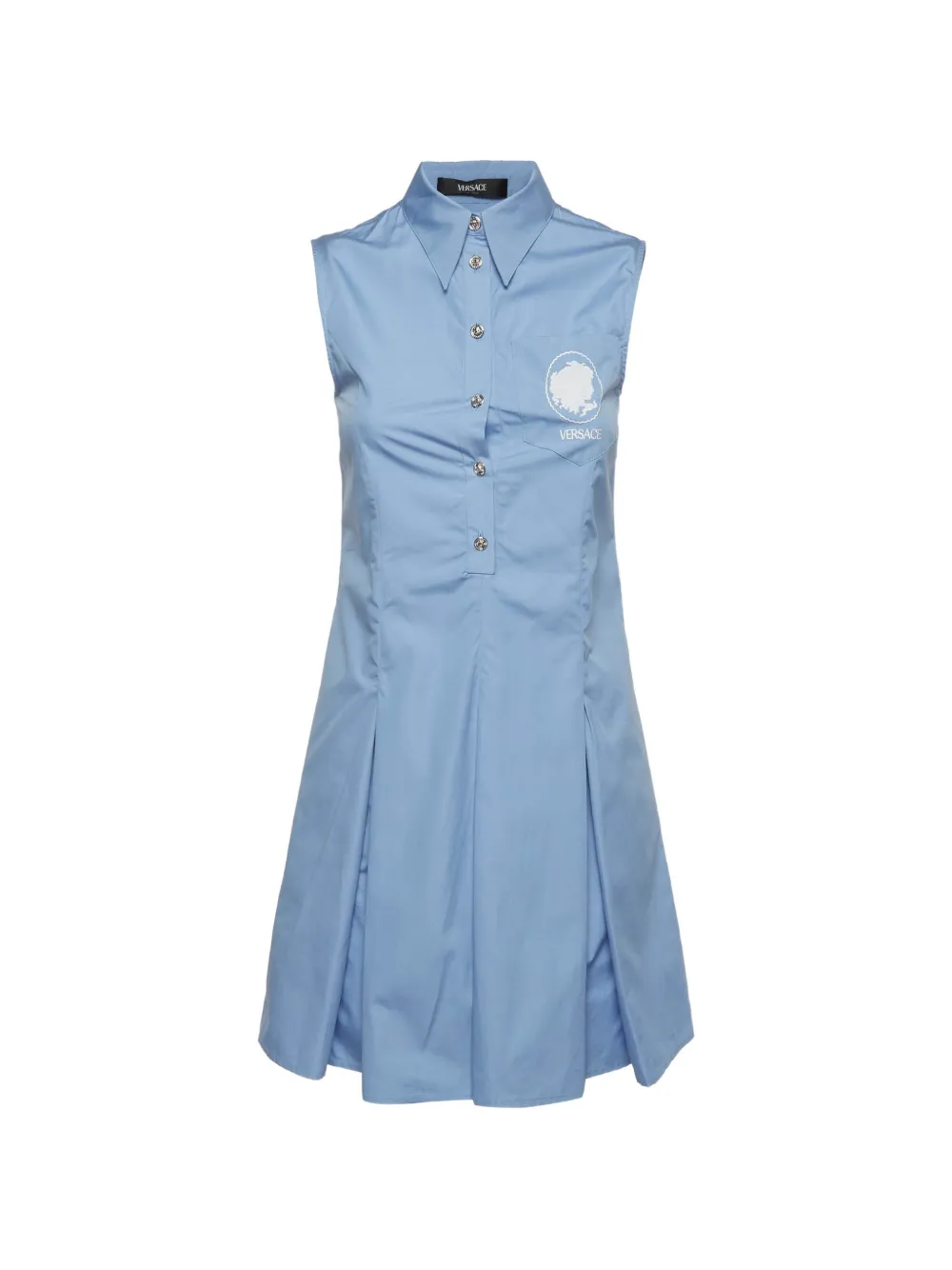 Versace Pre-Owned pleated sleeveless dress - Blu