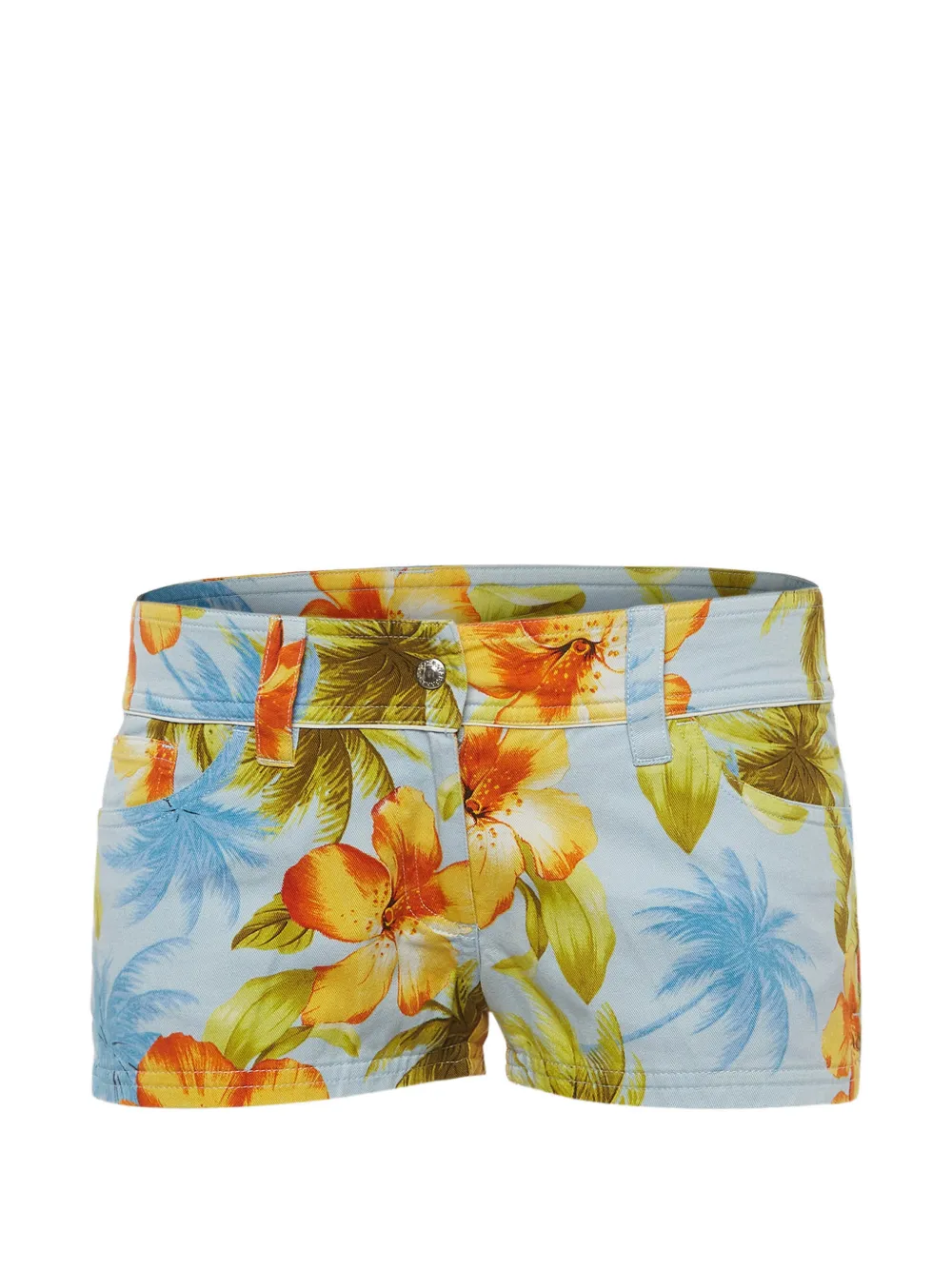 Dolce & Gabbana Pre-Owned floral-print denim shorts - Blu