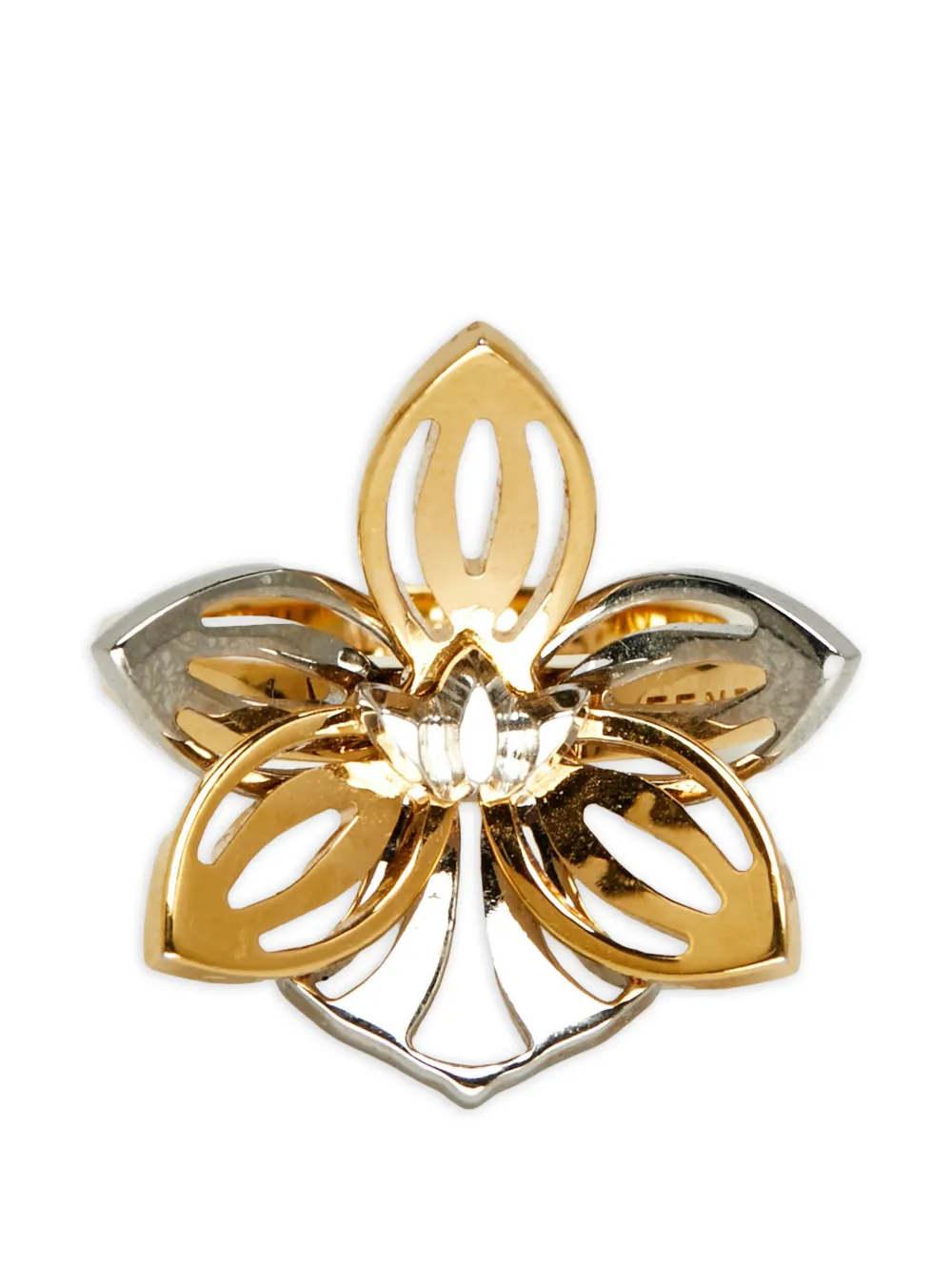 Fendi Pre-Owned petal-inspired motif ring - Gold