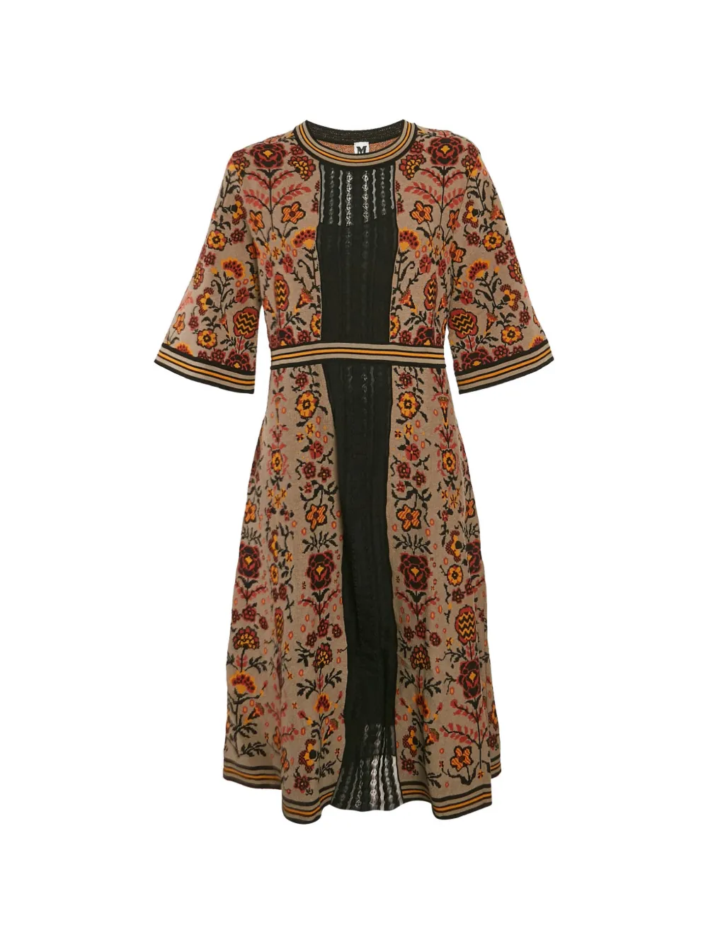 Missoni Pre-Owned floral-print knit cotton midi dress - Marrone