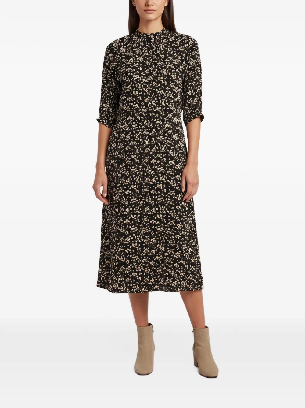 Celine Pre-Owned Geknöpftes Midikleid mit Margeriten-Print - Schwarz