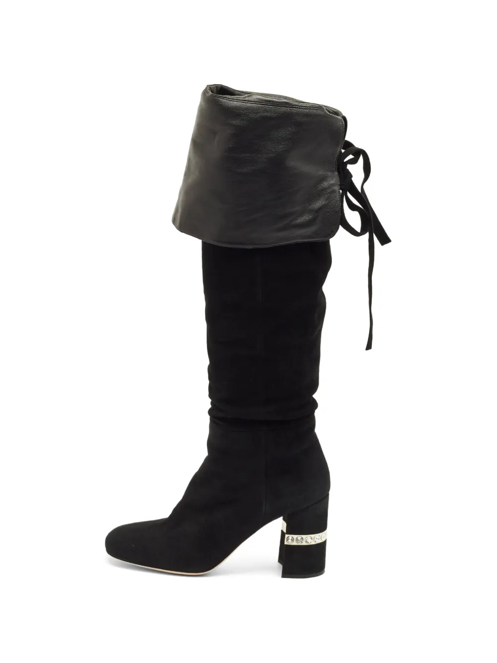 Miu Miu Pre-Owned bottes à ornements en cristal - Noir