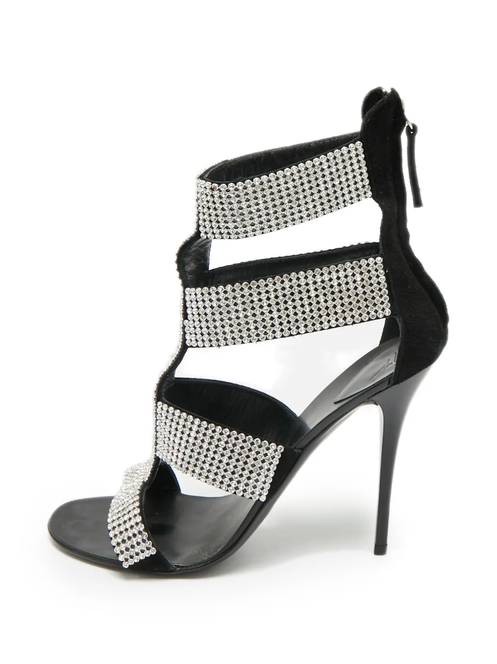 Giuseppe Zanotti Vintage crystal-embellished cage-style sandals - Schwarz