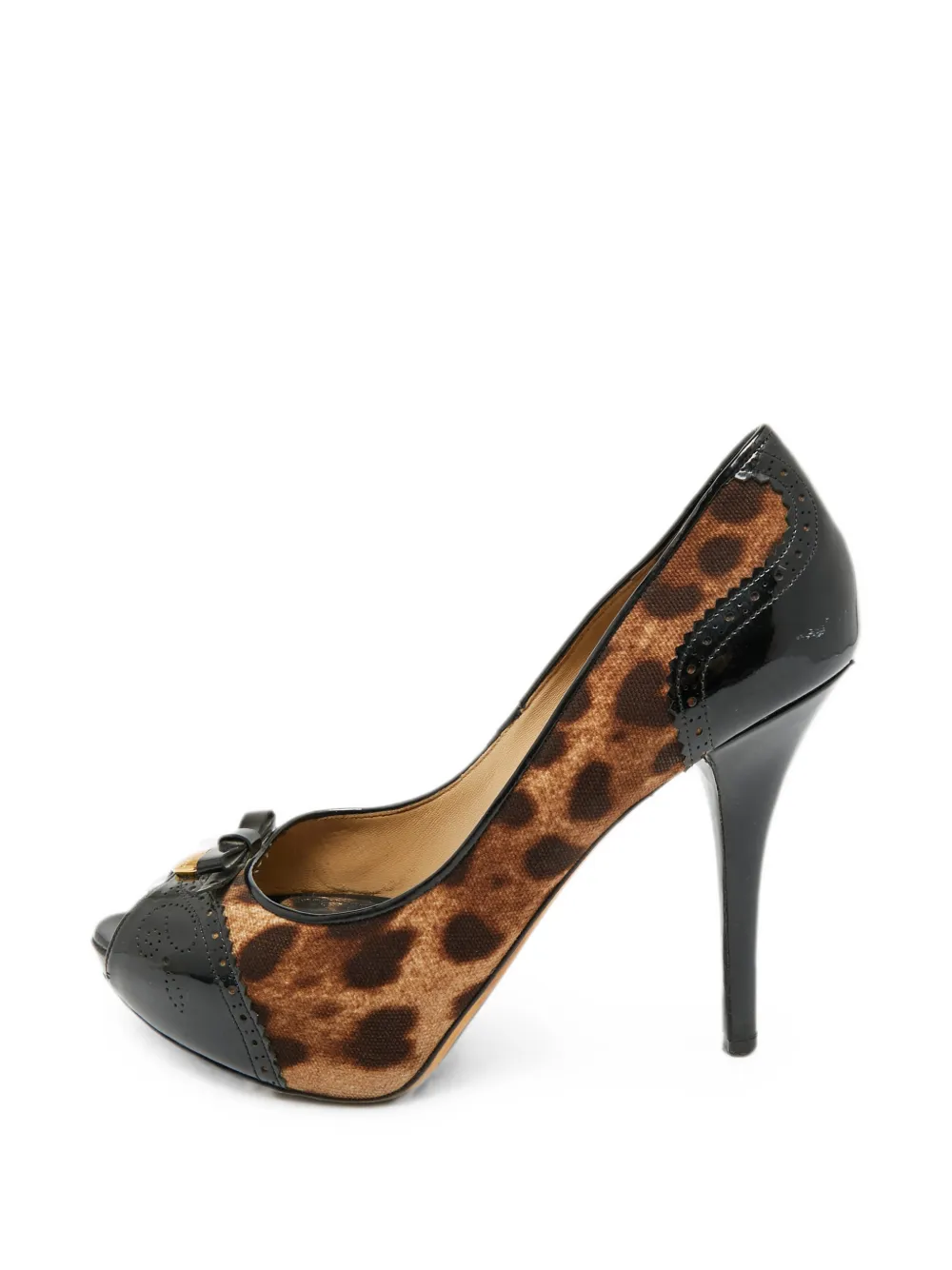Dolce & Gabbana Pre-Owned leopard-print peep-toe pumps - Marrone