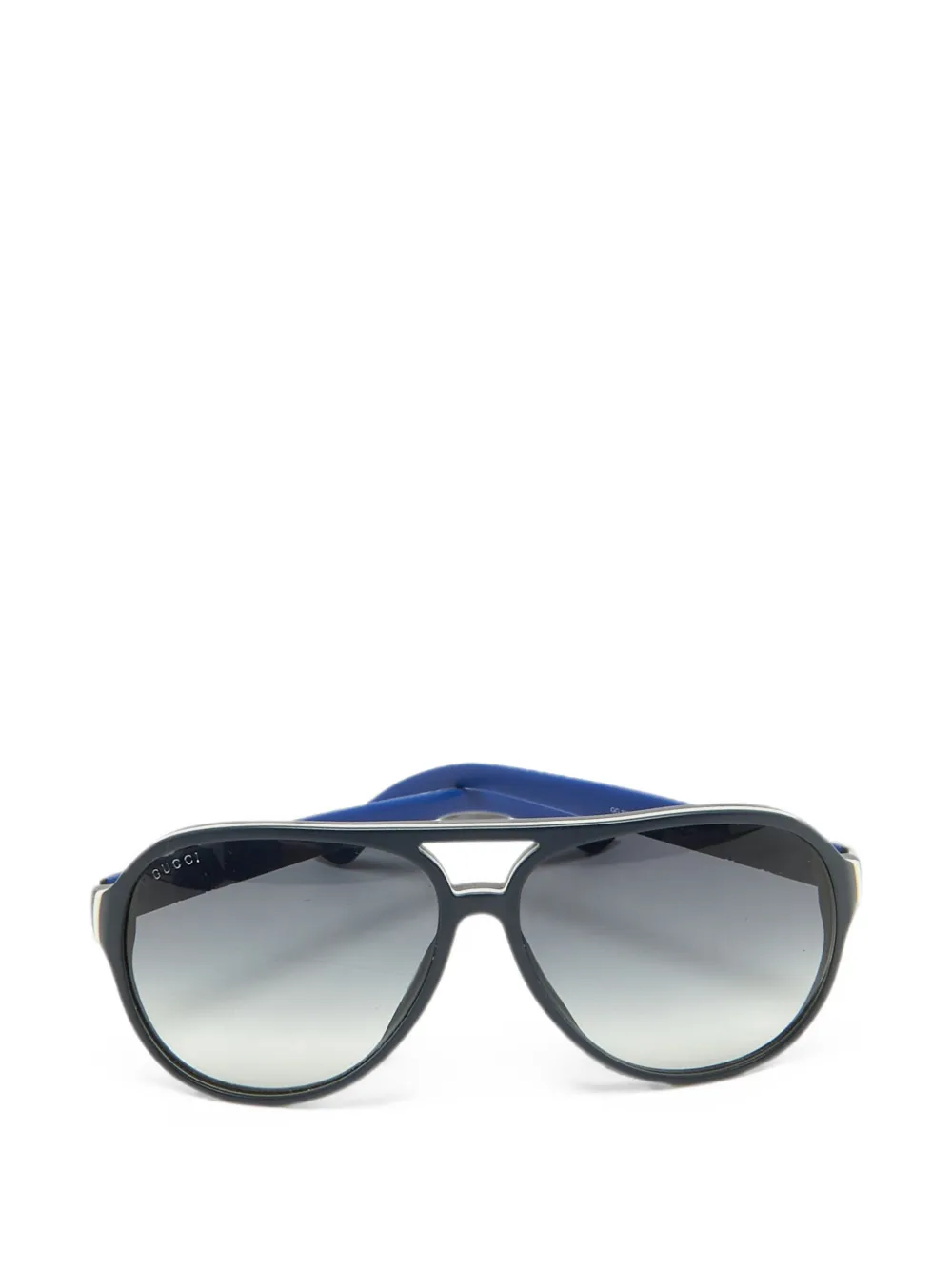 Pre-owned Gucci Gradient-lens Pilot-frame Sunglasses In Blue