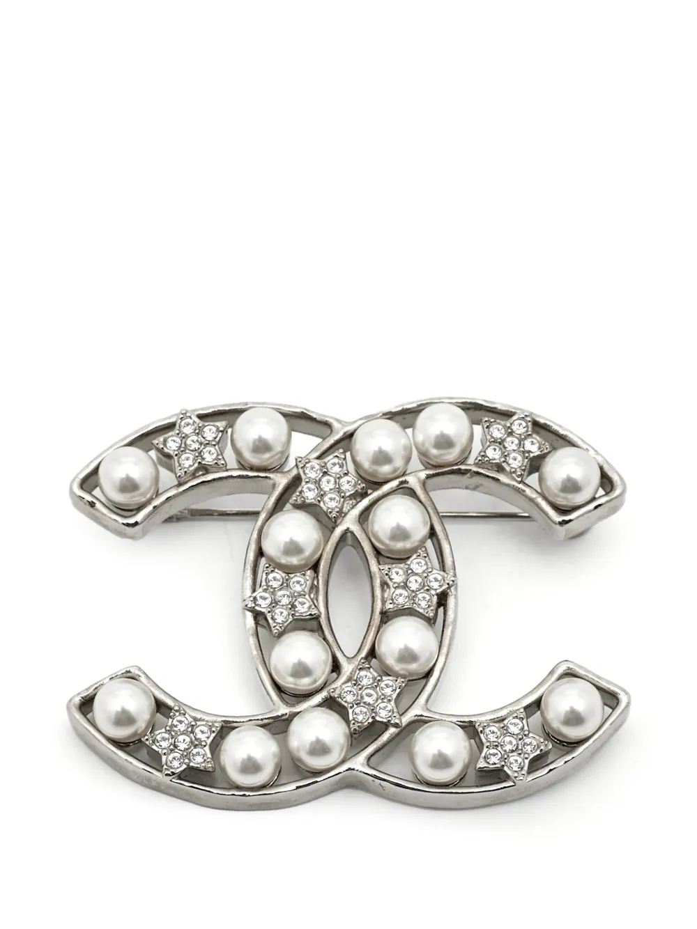 CHANEL Pre-Owned CC faux-pearl brooch - Argento
