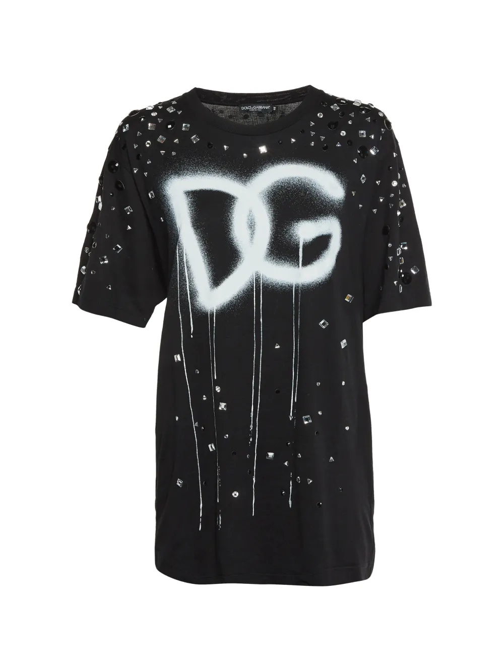 Dolce & Gabbana Pre-Owned spray-paint-print embellished T-shirt - Nero