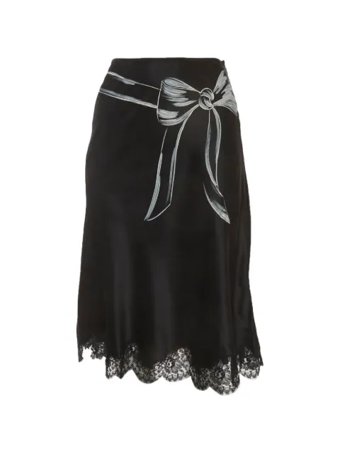 Moschino Pre-Owned bow-print lace-trim skirt