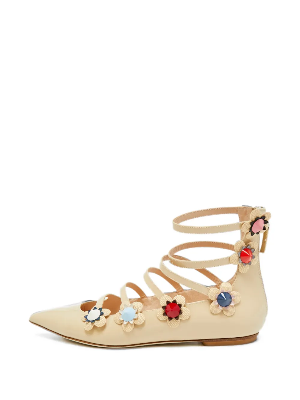 Fendi Pre-Owned Flowerland Ballerinas mit Riemen - Nude