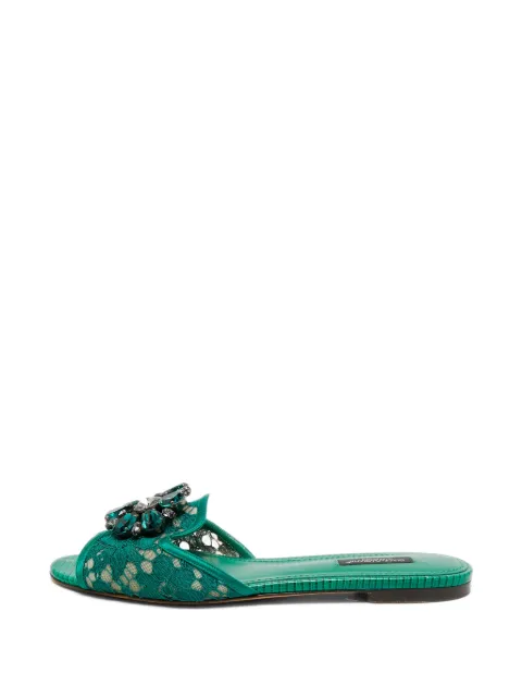 Dolce & Gabbana Pre-Owned Bianca lace flat sandals