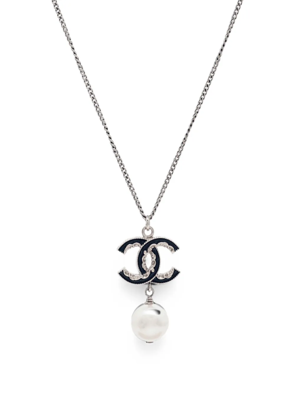 CHANEL Pre-Owned CC faux pearl necklace - Argento