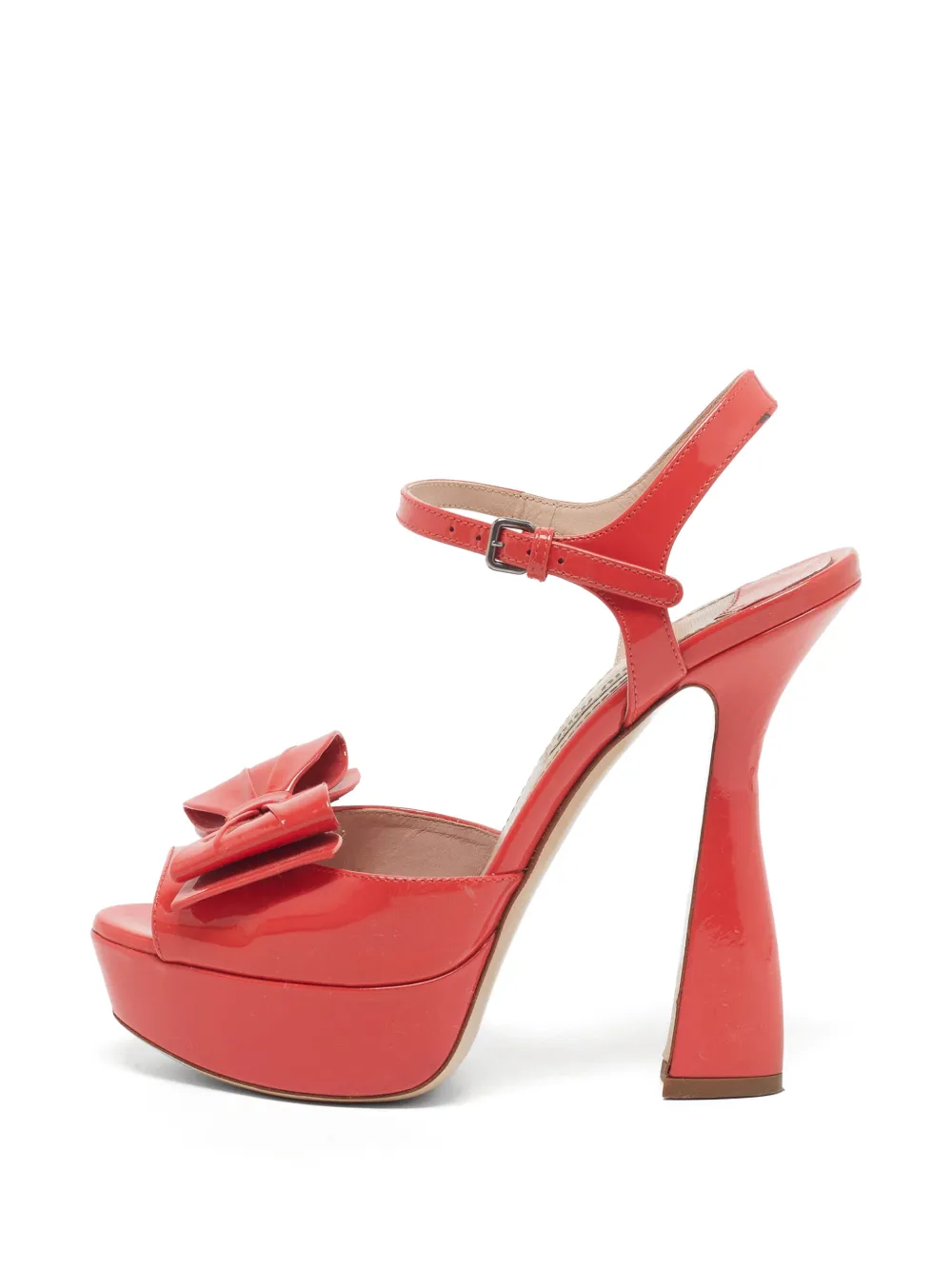 Miu Miu Pre-Owned bow-detail platform sandals - Rosso