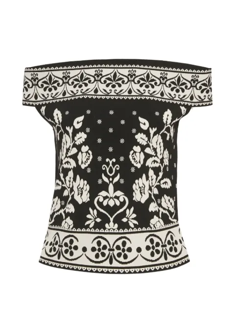 Alexander McQueen Pre-Owned blusa corta con motivo floral en relieve
