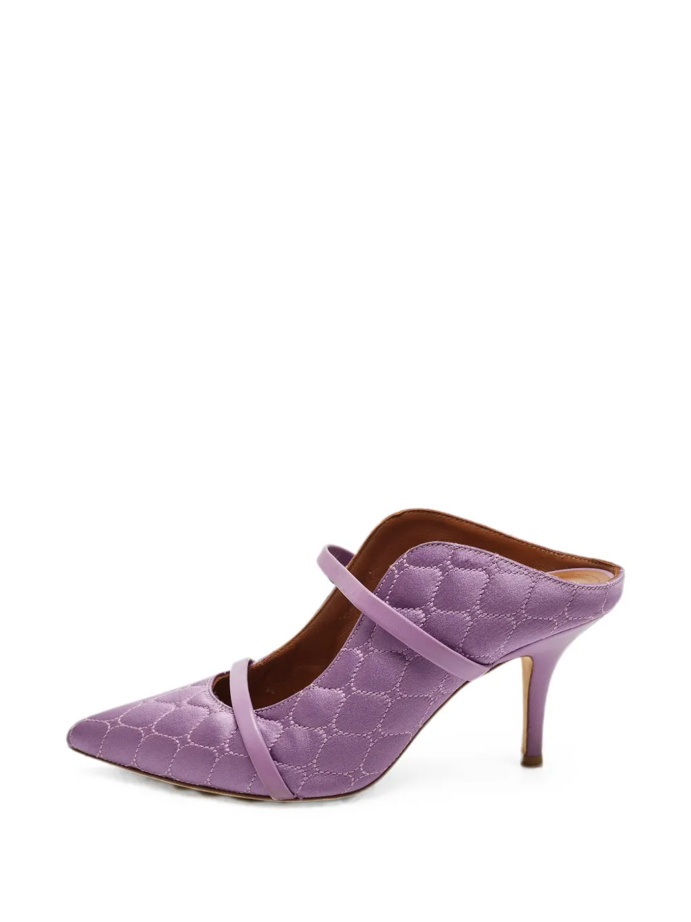 Pre-owned Malone Souliers Maureen Quilted Mules In Purple