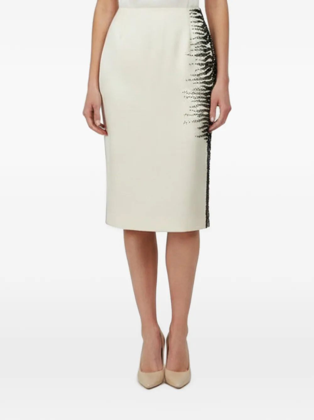 Escada Pre-Owned Slovenia hand-beaded midi skirt - Toni neutri