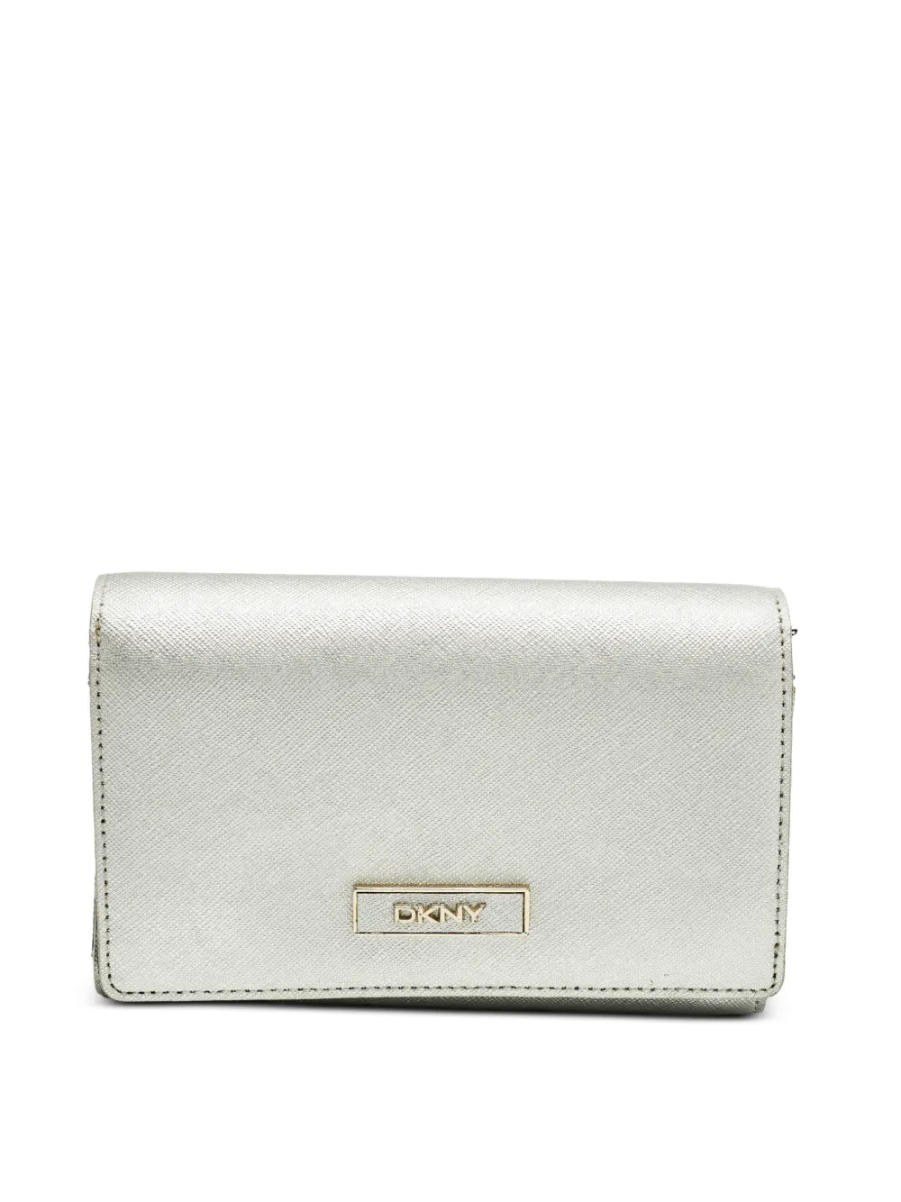 DKNY logo plaque flap wallet - Argento