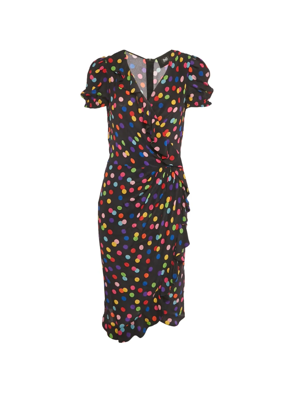 Dolce & Gabbana Pre-Owned Abito midi a pois con ruches - Nero