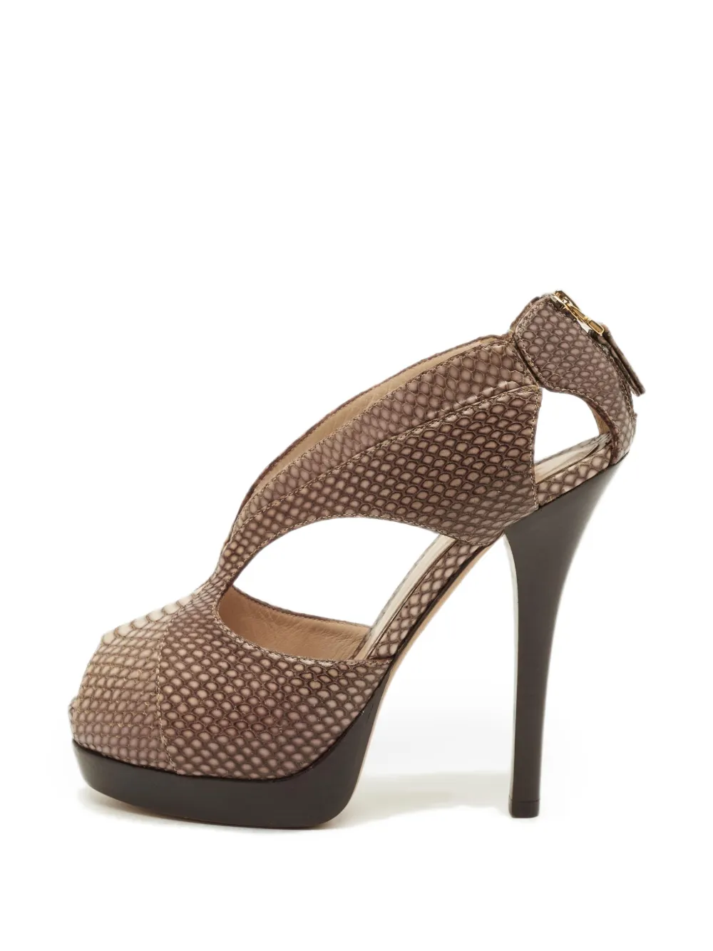 Fendi Pre-Owned Cut-Out-Sandalen mit Python-Struktur - Braun