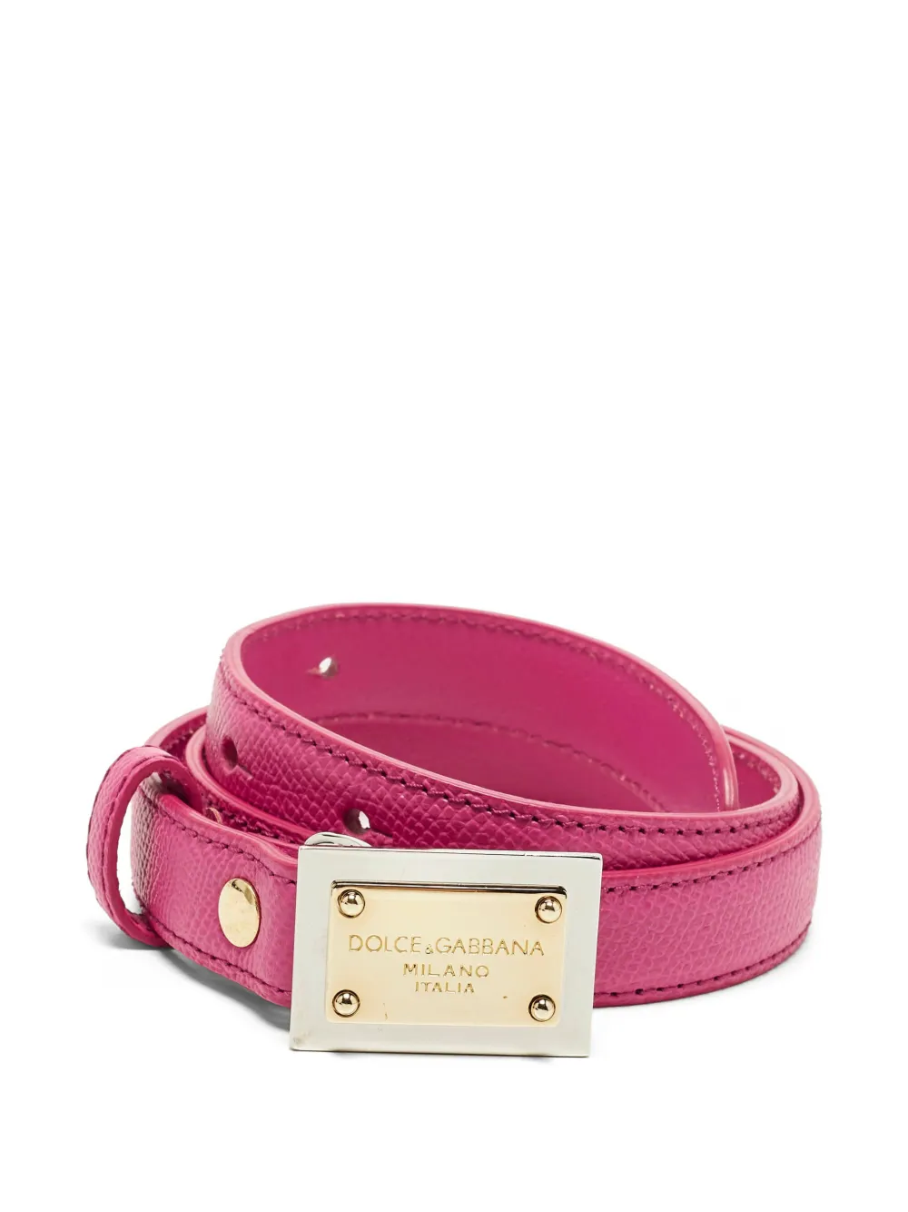 Dolce & Gabbana Pre-Owned Logo Plaque slim belt - Rosa