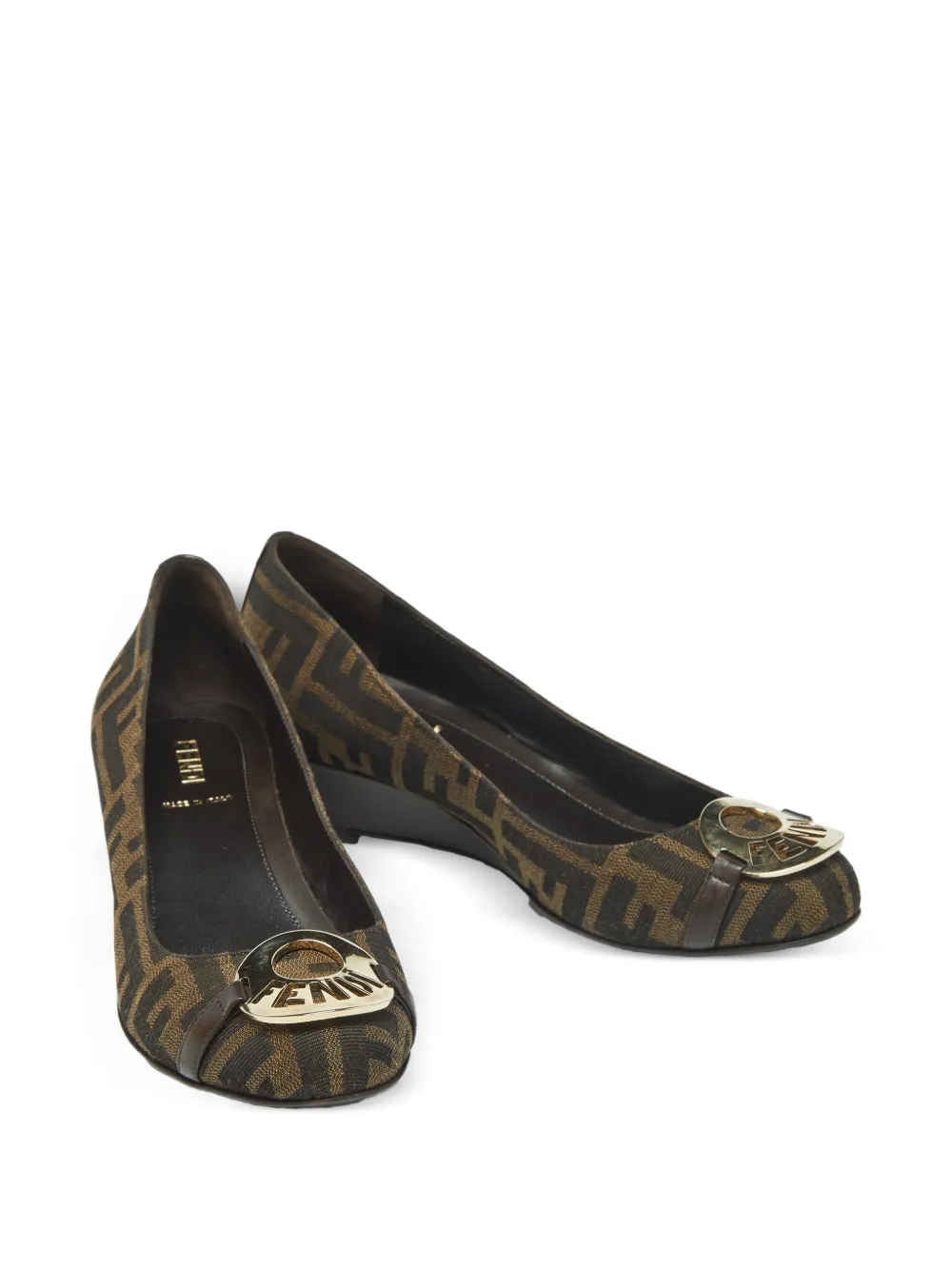 Fendi Pre-Owned Zucca monogram wedge pumps - Marrone