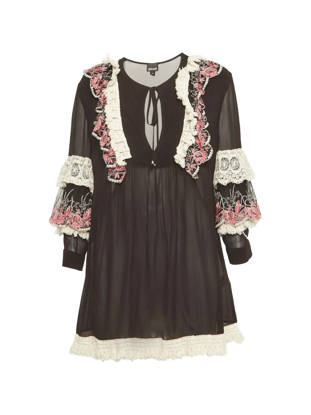 Just Cavalli Vintage lace-detail midi dress - Schwarz