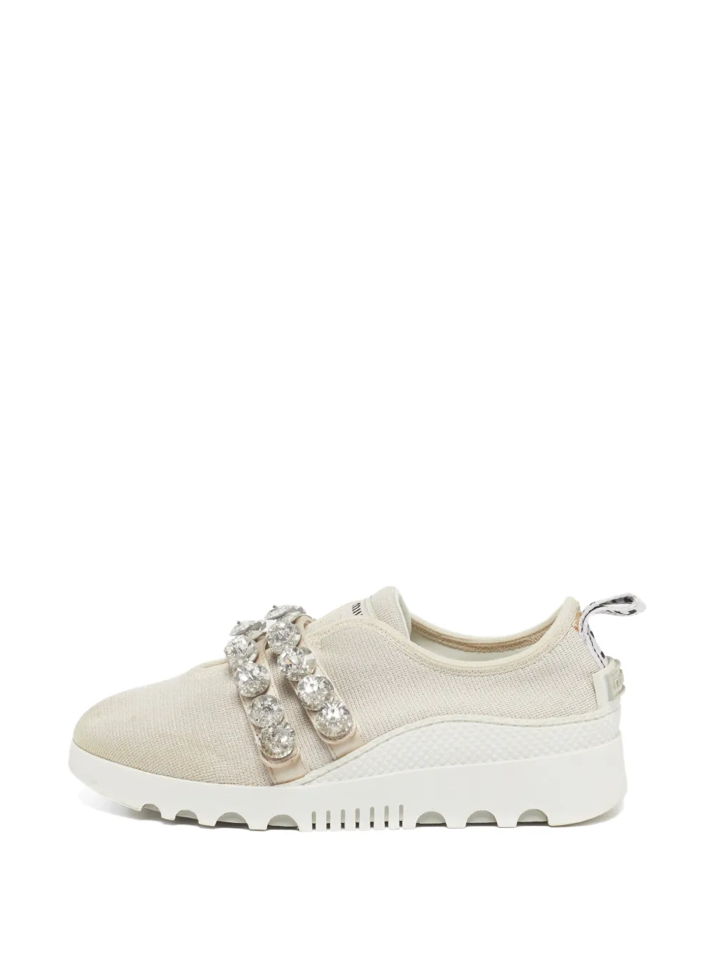 Miu Miu Pre-Owned crystal-embellished slip-on sneakers - Nude