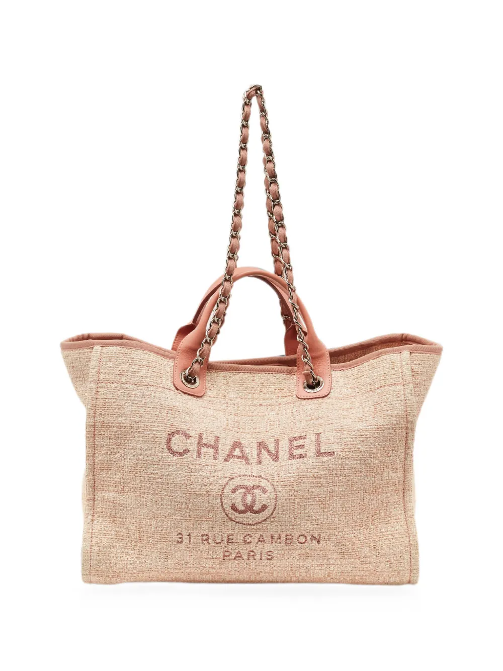 CHANEL Pre-Owned 2017-2018 Deauville tweed tote bag - Rosa