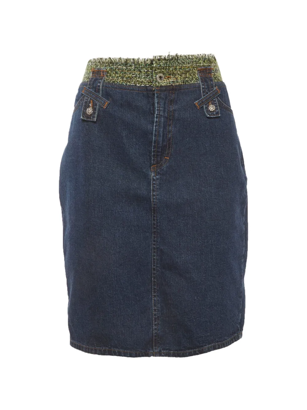 D&G Vintage tweed-panel pencil mini skirt - Blu