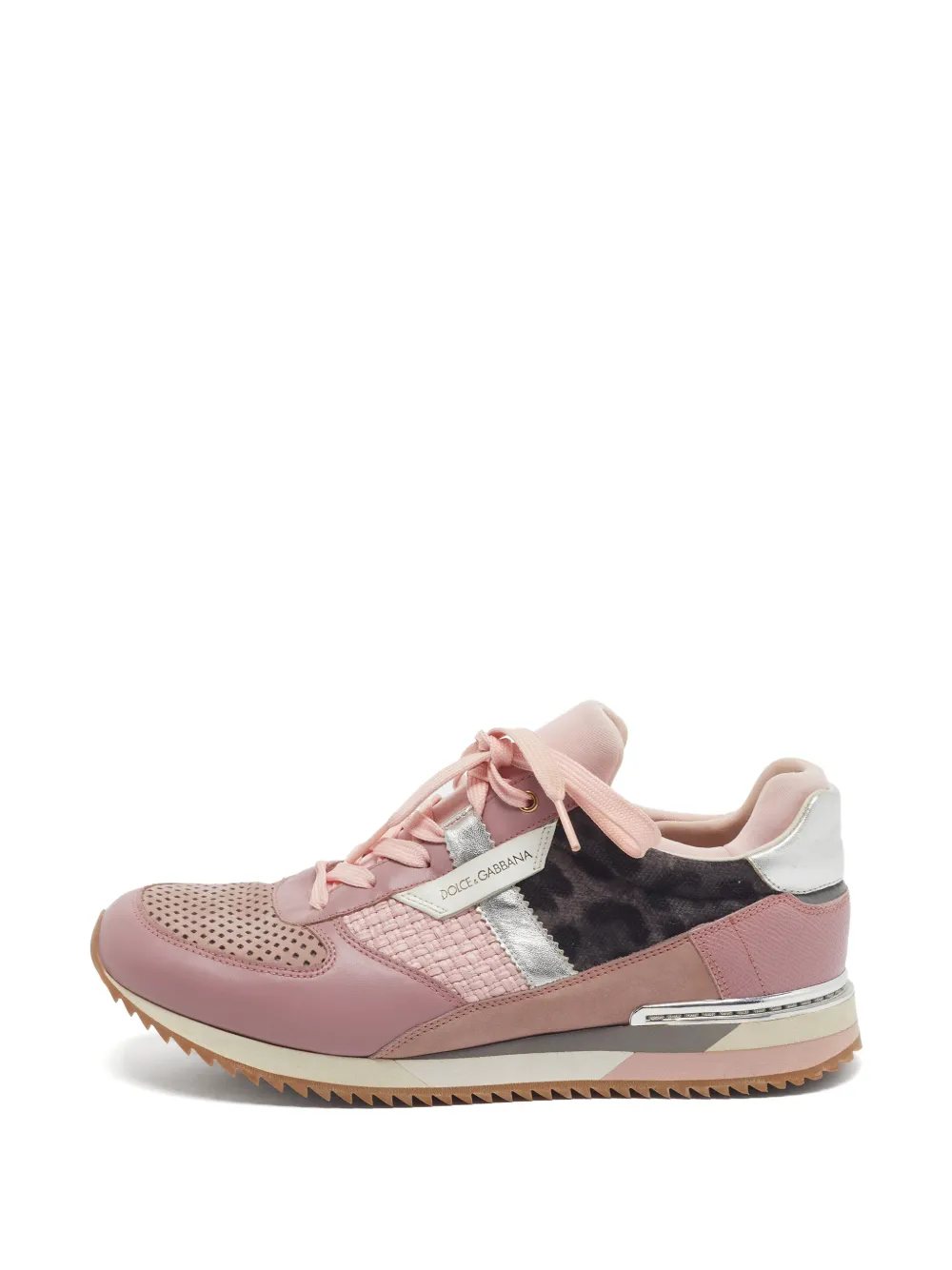 Dolce & Gabbana Pre-Owned straw-panel leather sneakers - Rosa