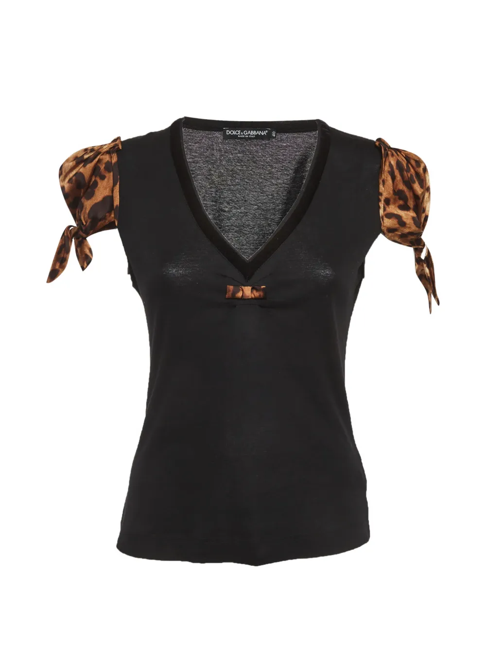 Dolce & Gabbana Pre-Owned leopard-print bow-detail top - Nero