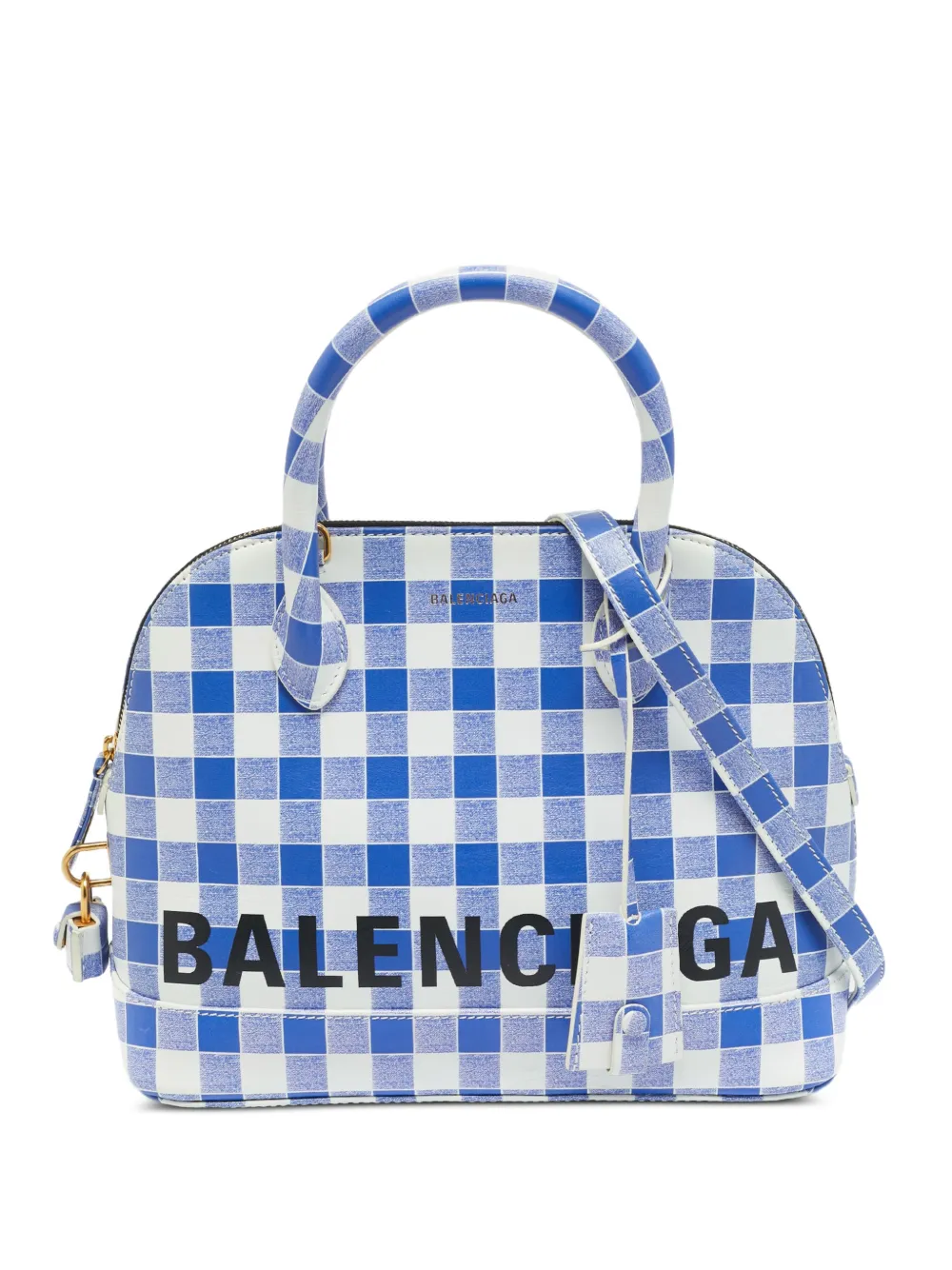 Balenciaga Pre-Owned Ville checkered tote bag - Blu