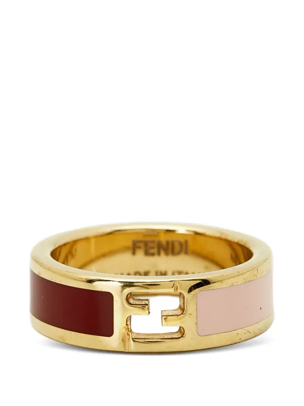 Fendi Pre-owned Fendista Enamel Ring in Gold