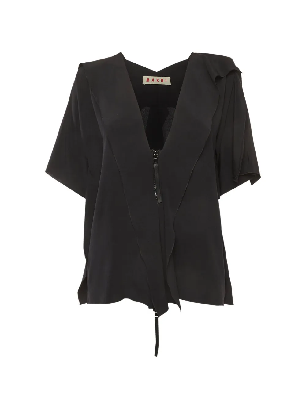 Marni Pre-Owned ruffled zip-front blouse - Nero