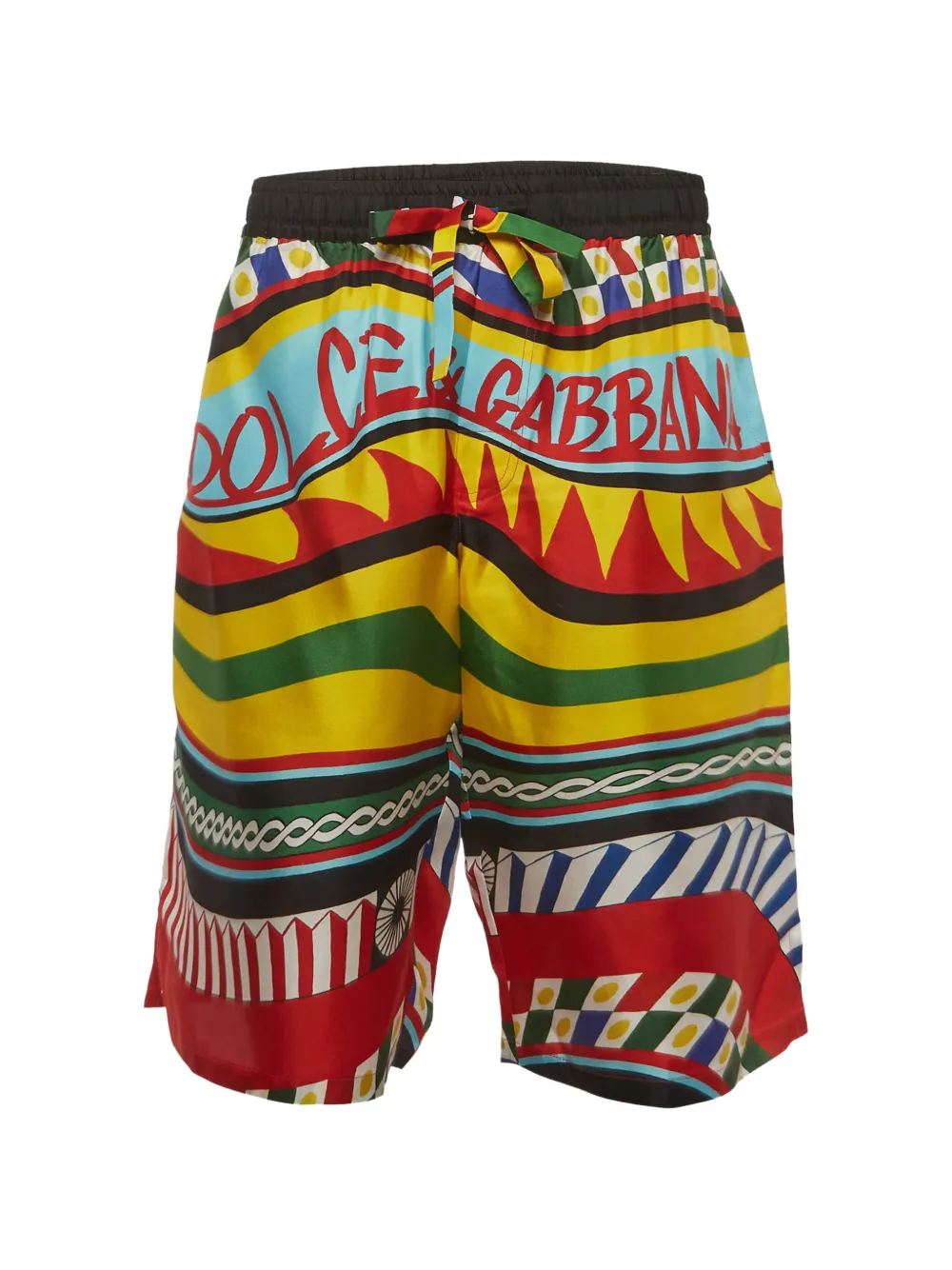 Dolce & Gabbana Pre-Owned elasticated-waist printed silk shorts - Giallo