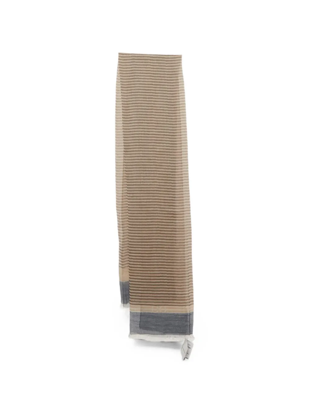 Pre-owned Ferragamo Striped Fringed Scarf In Neutral