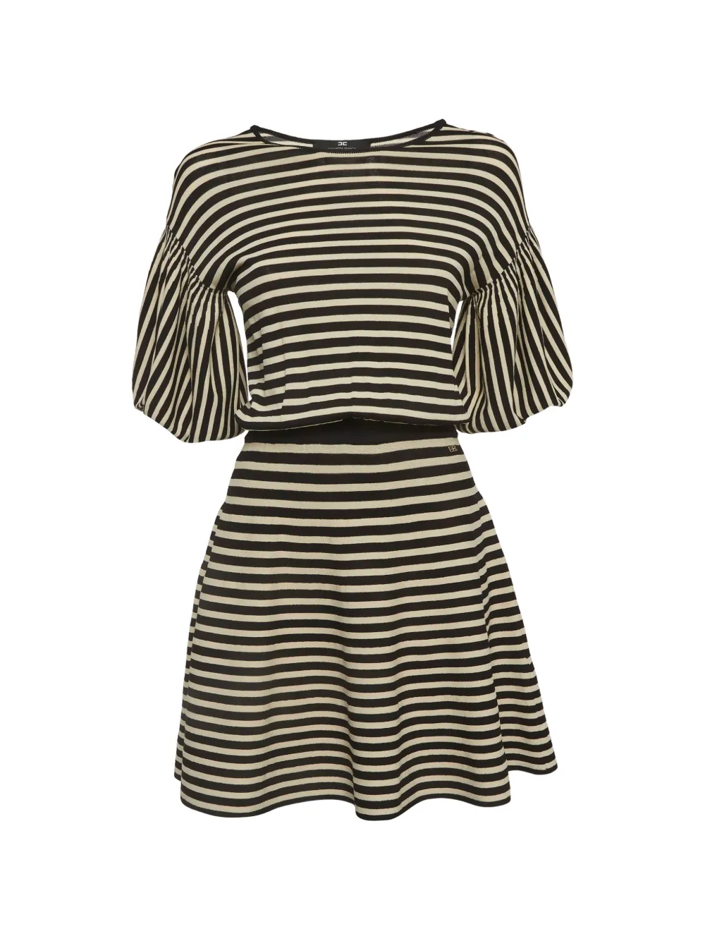 Elisabetta Franchi striped knit flared dress - Nero