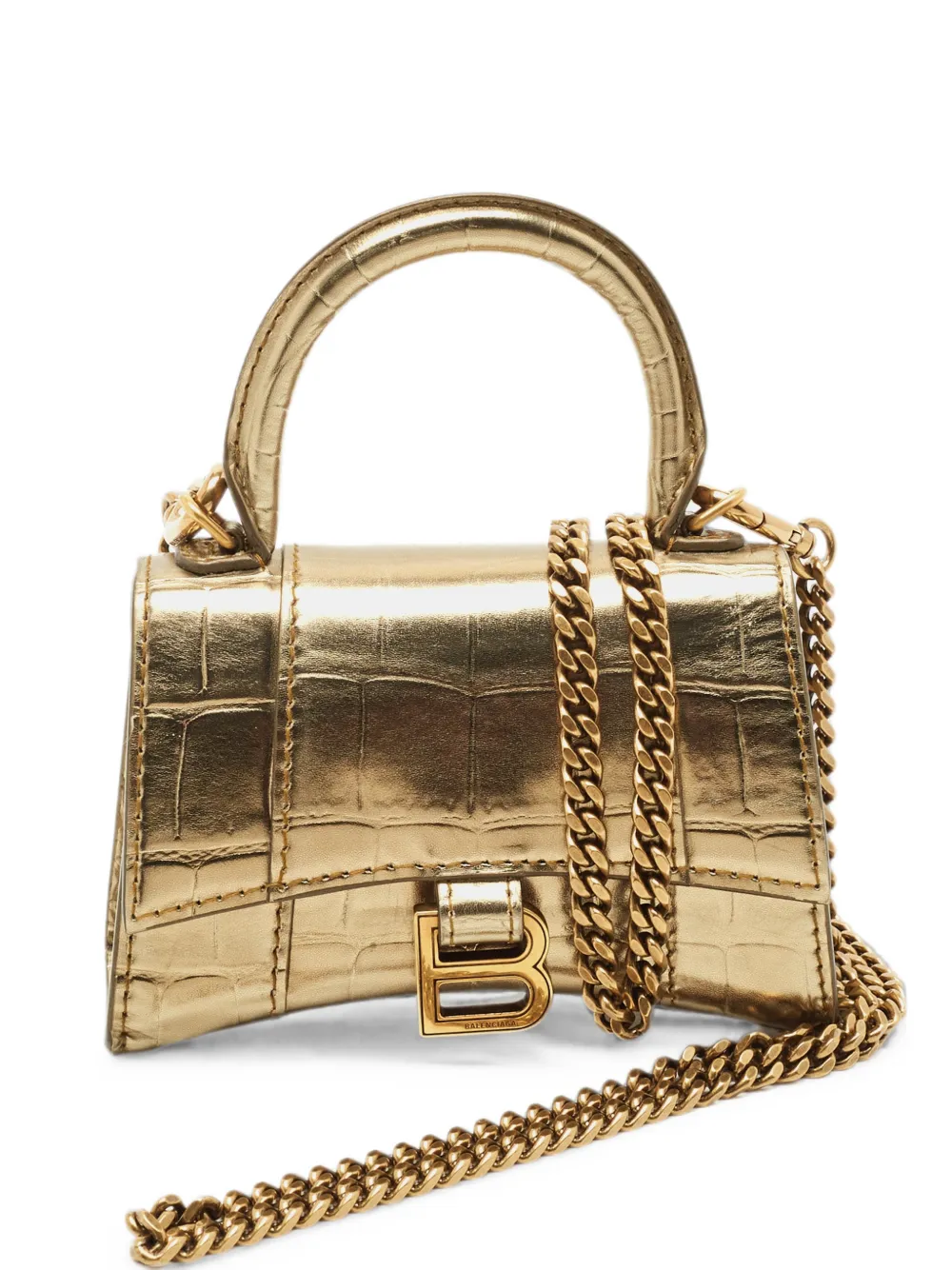 Balenciaga Pre-Owned mini Hourglass croc-embossed tote bag - Oro