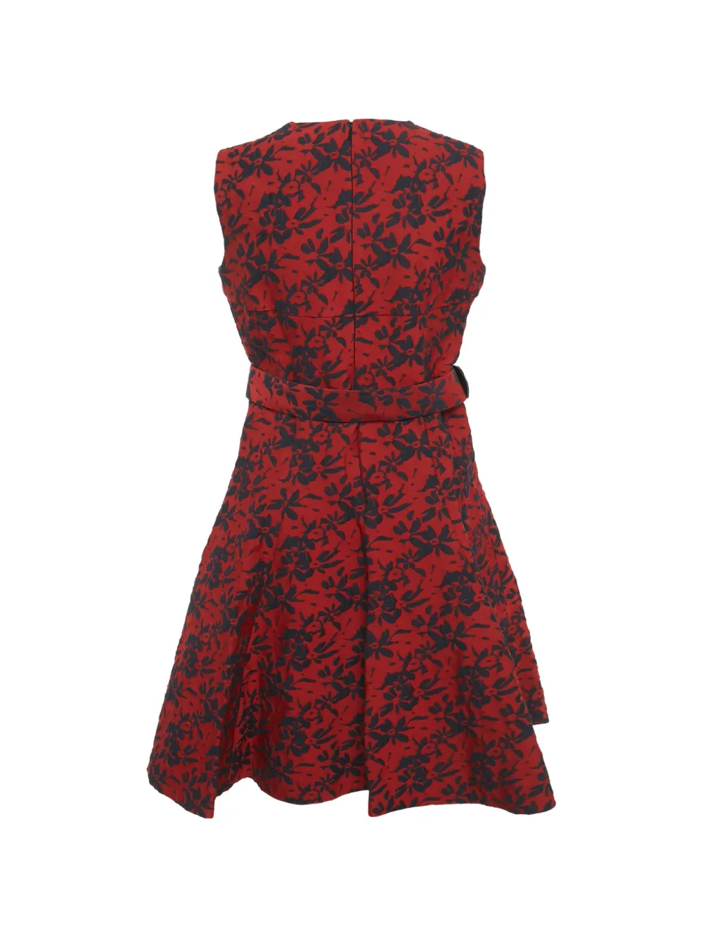 Carolina Herrera Vintage floral-jacquard belted mini dress - Rosso