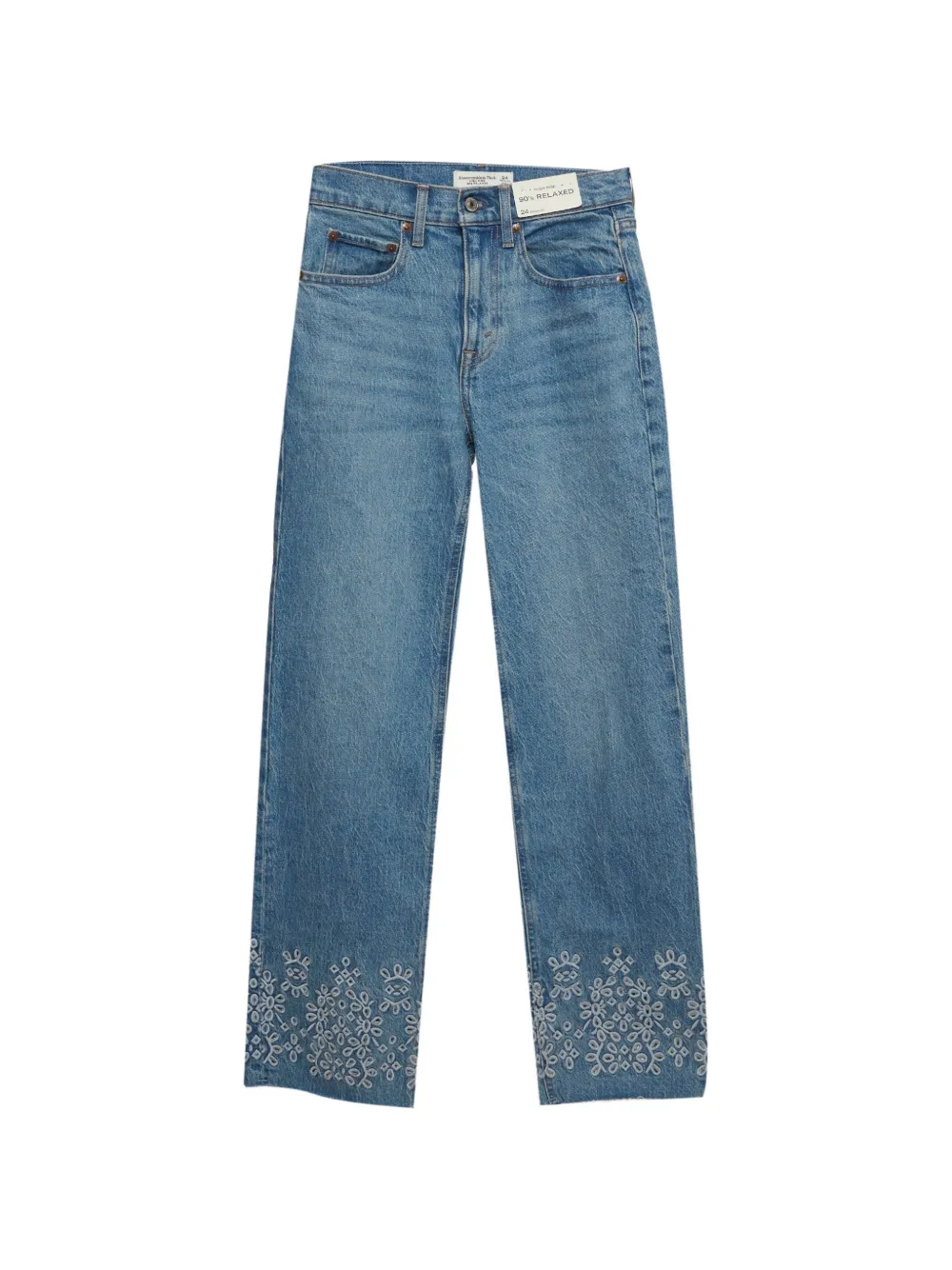 Abercrombie & Fitch Jeans 90's Relaxed con ricamo - Blu